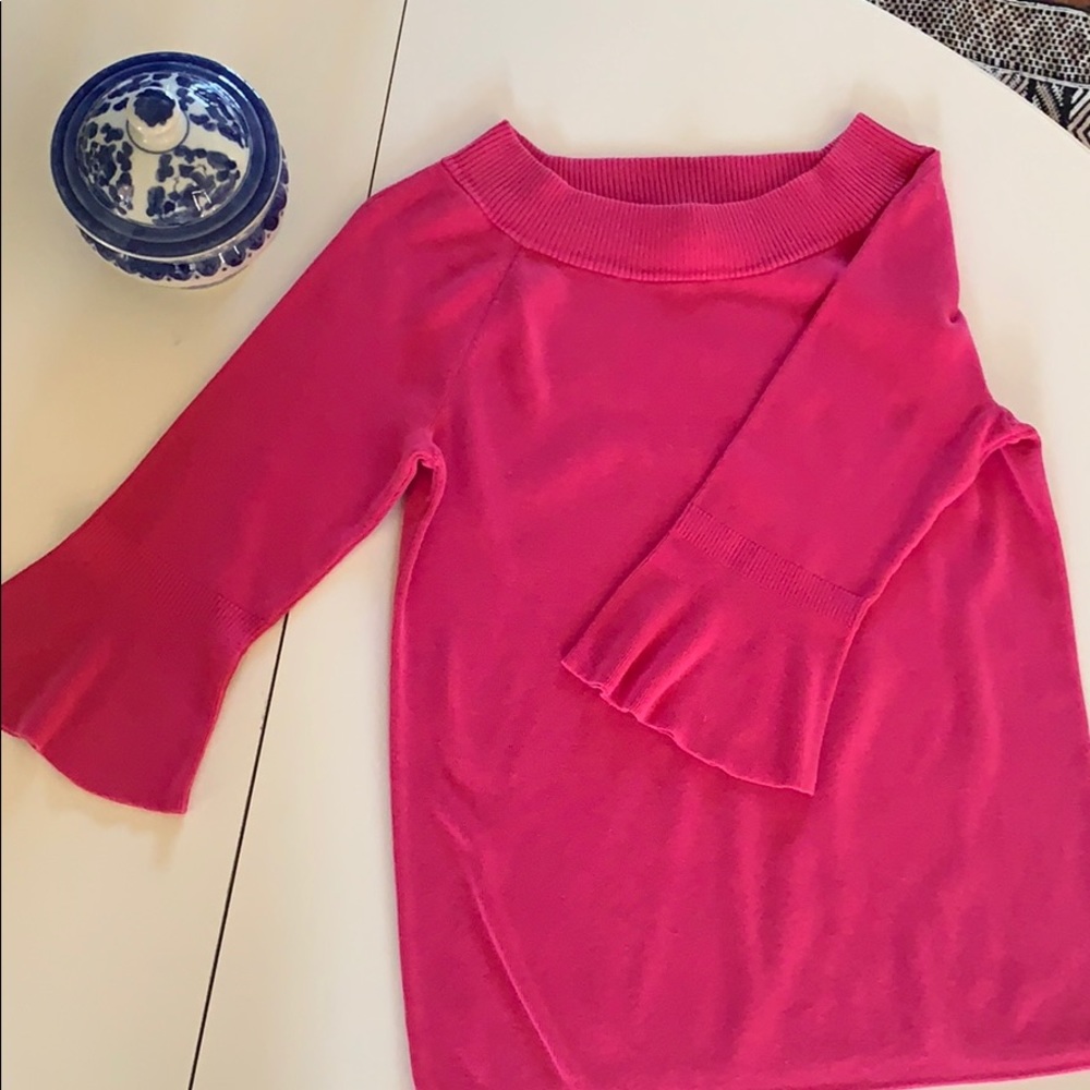🛍Talbots Pink 3/4 Flared Sleeve Sweater M